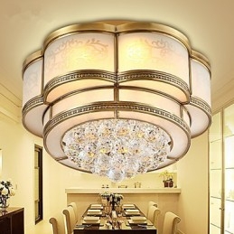 Παραδοσιακό Classic Rustic Lodge Metal Flush Mount Crystal Brass