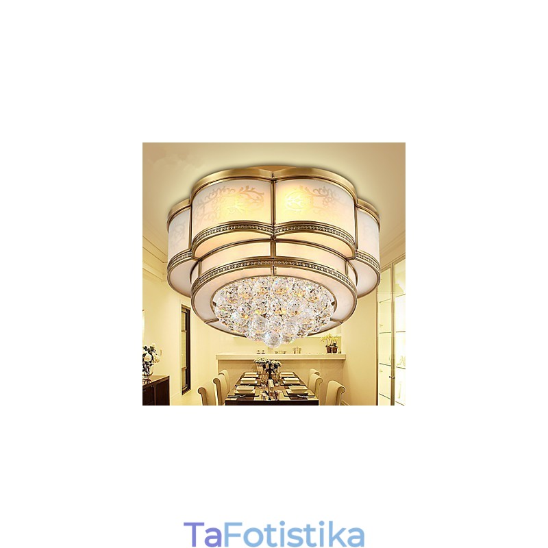 Παραδοσιακό Classic Rustic Lodge Metal Flush Mount Crystal Brass
