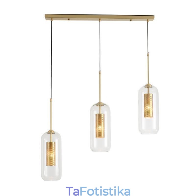 Κρεμαστό φως Nordic Clear Glass Μοναδικό εσωτερικό ορειχάλκινο φως κρεμαστό κοίλο έξω