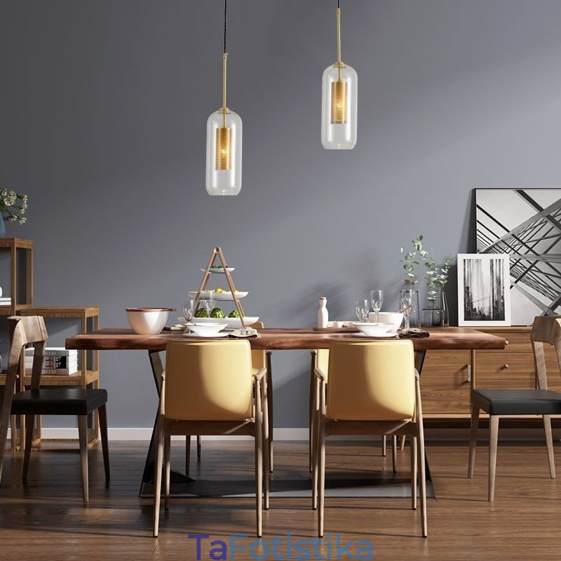 Κρεμαστό φως Nordic Clear Glass Μοναδικό εσωτερικό ορειχάλκινο φως κρεμαστό κοίλο έξω