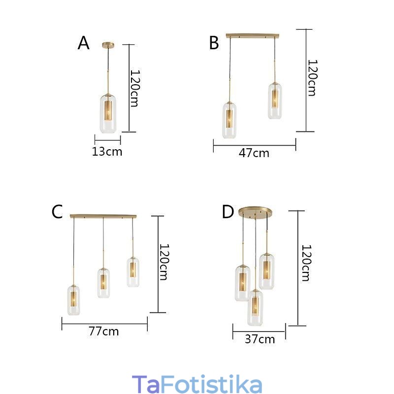 Κρεμαστό φως Nordic Clear Glass Μοναδικό εσωτερικό ορειχάλκινο φως κρεμαστό κοίλο έξω