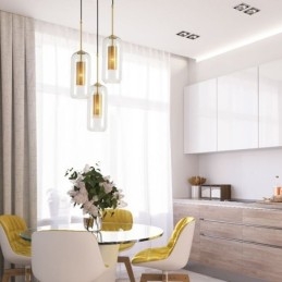Κρεμαστό φως Nordic Clear Glass Μοναδικό εσωτερικό ορειχάλκινο φως κρεμαστό κοίλο έξω