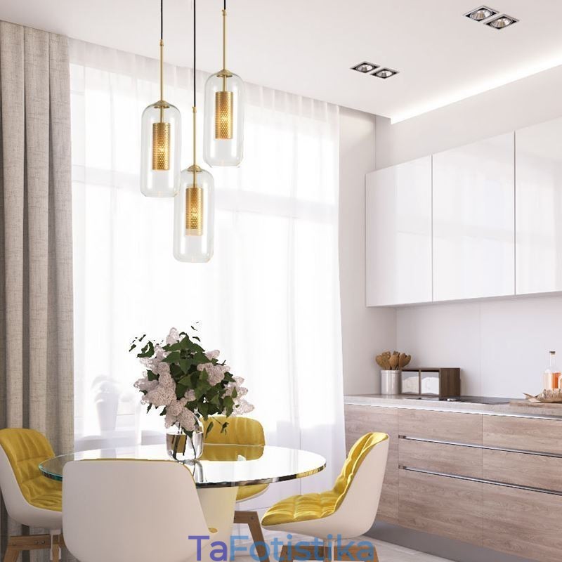 Κρεμαστό φως Nordic Clear Glass Μοναδικό εσωτερικό ορειχάλκινο φως κρεμαστό κοίλο έξω