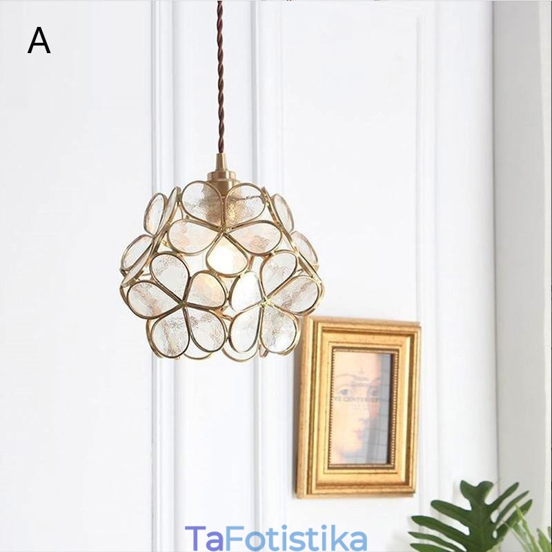 Nordic Creative Κρεμαστό Φωτιστικό Γυάλινο Σπίτι Φωτιστικό σε σχήμα πετάλου Φωτιστικό κομοδίνου