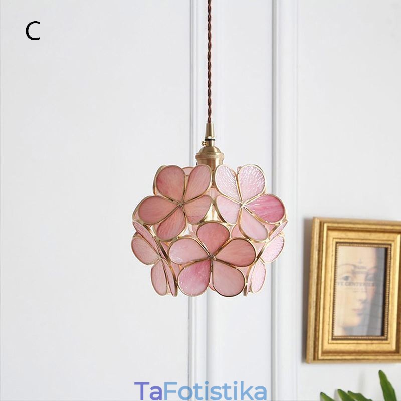 Nordic Creative Κρεμαστό Φωτιστικό Γυάλινο Σπίτι Φωτιστικό σε σχήμα πετάλου Φωτιστικό κομοδίνου