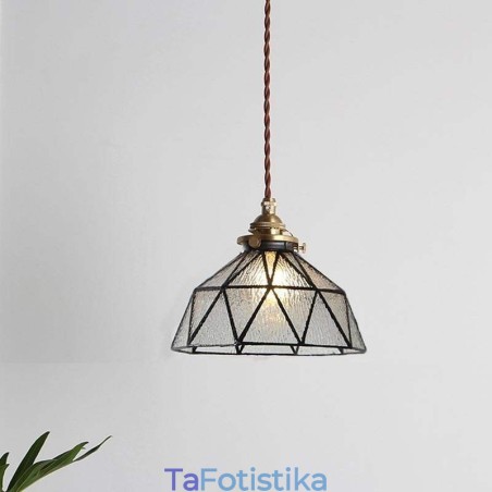 Γεωμετρικό κρεμαστό φωτιστικό από βιτρό