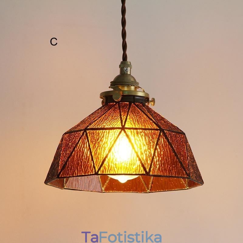 Γεωμετρικό κρεμαστό φωτιστικό από βιτρό