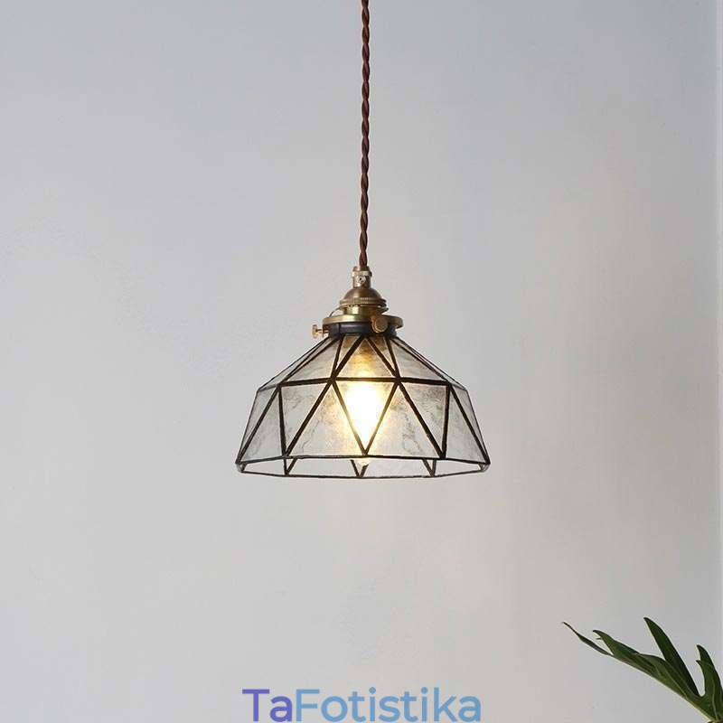 Γεωμετρικό κρεμαστό φωτιστικό από βιτρό