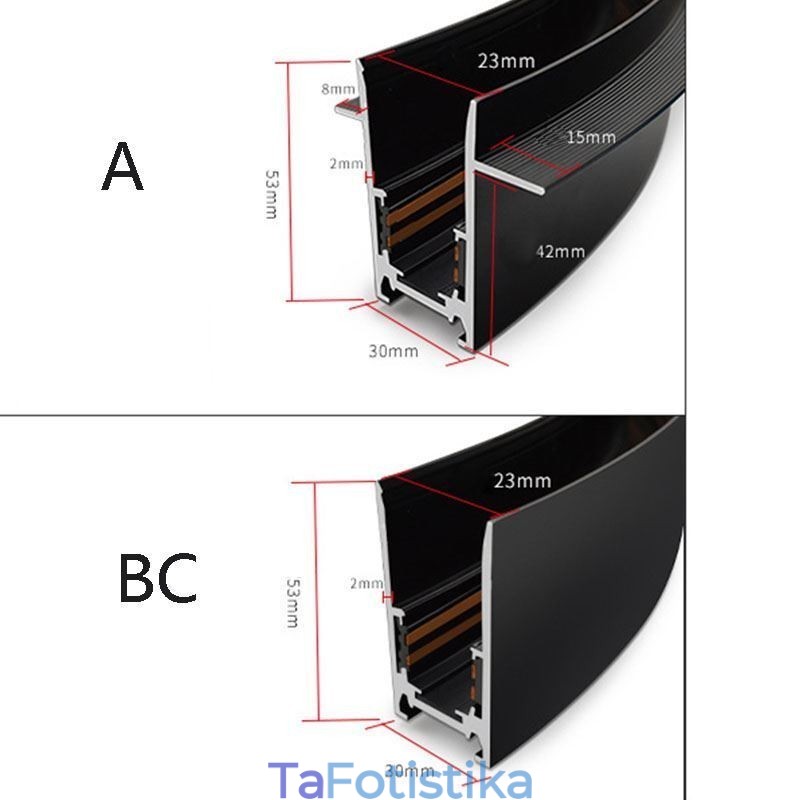 Χωνευτές ράγες φωτισμού τροχιάς Στρογγυλές μαγνητικές λωρίδες τροχιάς αλουμινίου
