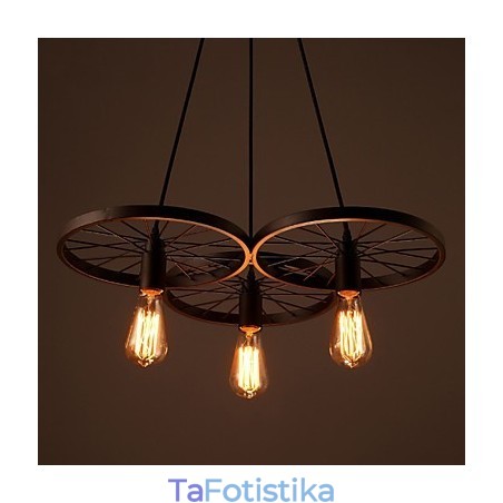 Σοφίτα Ρετρό κρεμαστά φωτιστικά Αμερικάνικης επαρχίας σφυρήλατο σίδερο Πολυέλαιος τροχοί βιομηχανικού στυλ