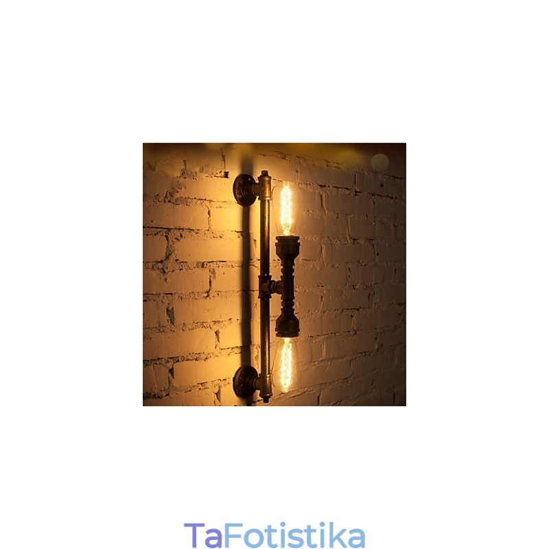 Wroguht Iron Water Pipe Φωτιστικό τοίχου Vintage φώτα διαδρόμου Loft Iron Wall Light Edison λαμπτήρας πυρακτώσεως FJ DB2 046A0