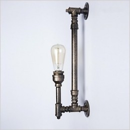 Wroguht Iron Water Pipe Φωτιστικό τοίχου Vintage φώτα διαδρόμου Loft Iron Wall Light Edison λαμπτήρας πυρακτώσεως FJ DB2 046A0