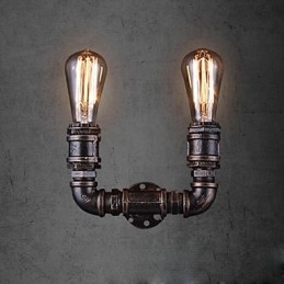 Επιτοίχιο φωτιστικό 2 Lights Vintage Μεταλλικό Σωλήνα Νερού με λάμπα Edison