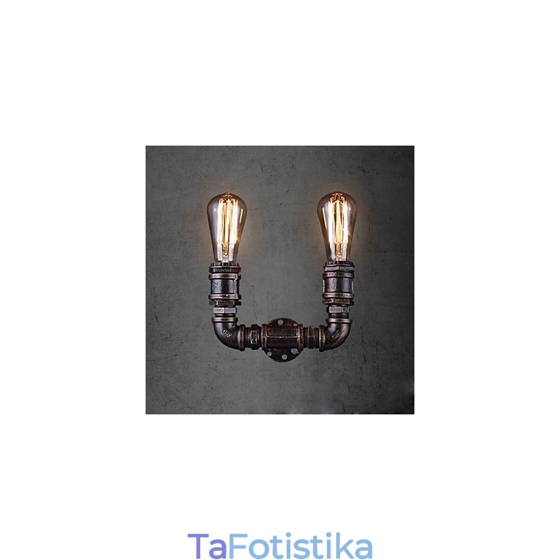 Επιτοίχιο φωτιστικό 2 Lights Vintage Μεταλλικό Σωλήνα Νερού με λάμπα Edison