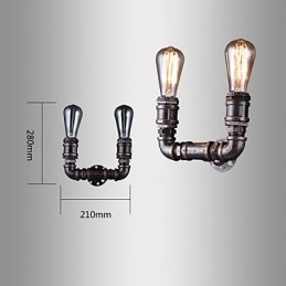 Επιτοίχιο φωτιστικό 2 Lights Vintage Μεταλλικό Σωλήνα Νερού με λάμπα Edison