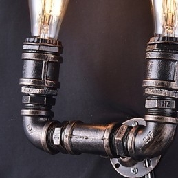 Επιτοίχιο φωτιστικό 2 Lights Vintage Μεταλλικό Σωλήνα Νερού με λάμπα Edison