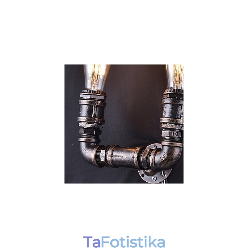 Επιτοίχιο φωτιστικό 2 Lights Vintage Μεταλλικό Σωλήνα Νερού με λάμπα Edison