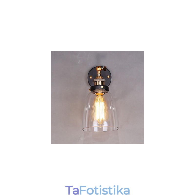 Industrial Edison Simplicity Γυάλινη Απλίκα Τοίχου Μεταλλικό Καπάκι Βάσης Τραπεζαρίας Δωμάτιο γραφείου Φωτιστικό τοίχου στο διάδρομο