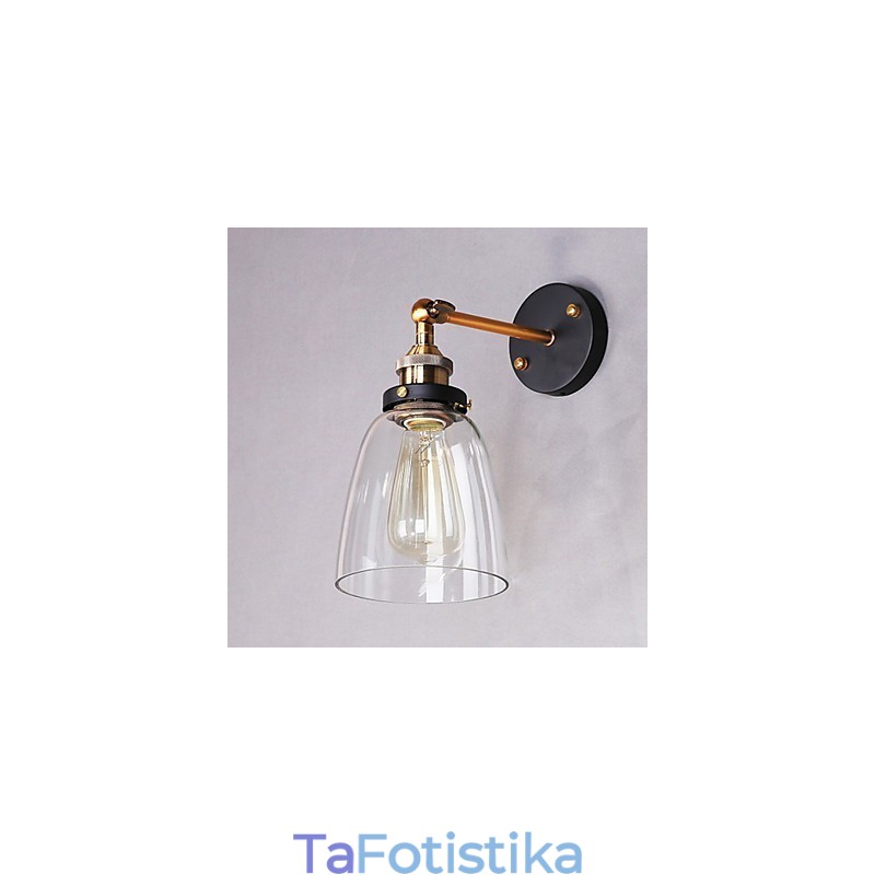 Industrial Edison Simplicity Γυάλινη Απλίκα Τοίχου Μεταλλικό Καπάκι Βάσης Τραπεζαρίας Δωμάτιο γραφείου Φωτιστικό τοίχου στο διάδρομο
