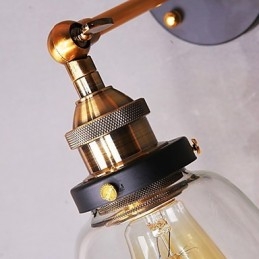 Industrial Edison Simplicity Γυάλινη Απλίκα Τοίχου Μεταλλικό Καπάκι Βάσης Τραπεζαρίας Δωμάτιο γραφείου Φωτιστικό τοίχου στο διάδρομο