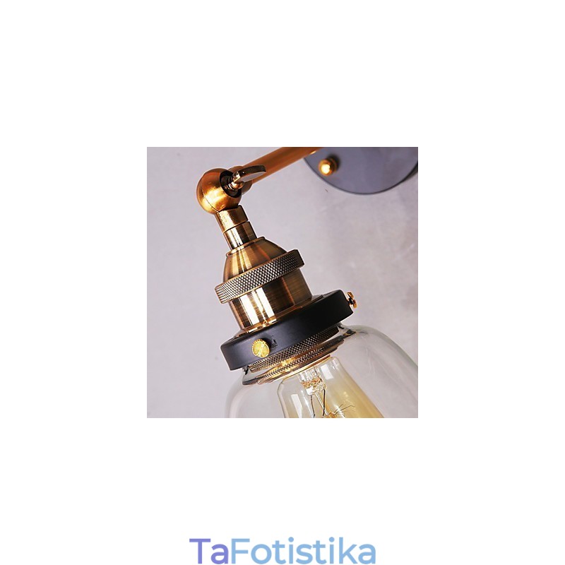 Industrial Edison Simplicity Γυάλινη Απλίκα Τοίχου Μεταλλικό Καπάκι Βάσης Τραπεζαρίας Δωμάτιο γραφείου Φωτιστικό τοίχου στο διάδρομο