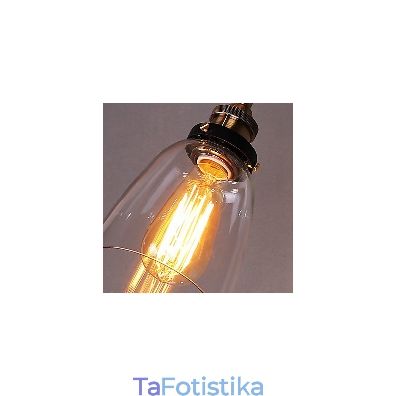 Industrial Edison Simplicity Γυάλινη Απλίκα Τοίχου Μεταλλικό Καπάκι Βάσης Τραπεζαρίας Δωμάτιο γραφείου Φωτιστικό τοίχου στο διάδρομο