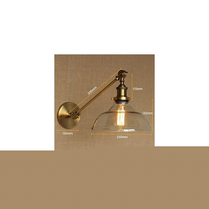 Φωτιστικό τοίχου κρεβατοκάμαρας The Iron Glass Bronze Brass Style Retro Creative American Country Hall