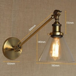 Φωτιστικό τοίχου κρεβατοκάμαρας The Iron Glass Bronze Brass Style Retro Creative American Country Hall