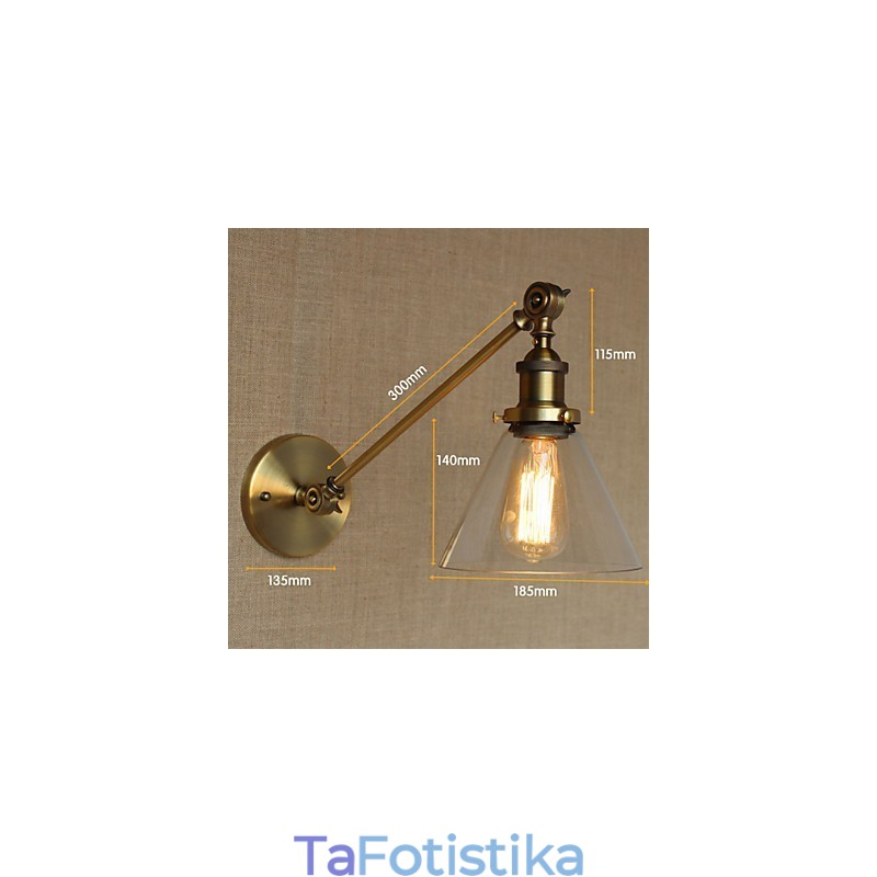 Φωτιστικό τοίχου κρεβατοκάμαρας The Iron Glass Bronze Brass Style Retro Creative American Country Hall