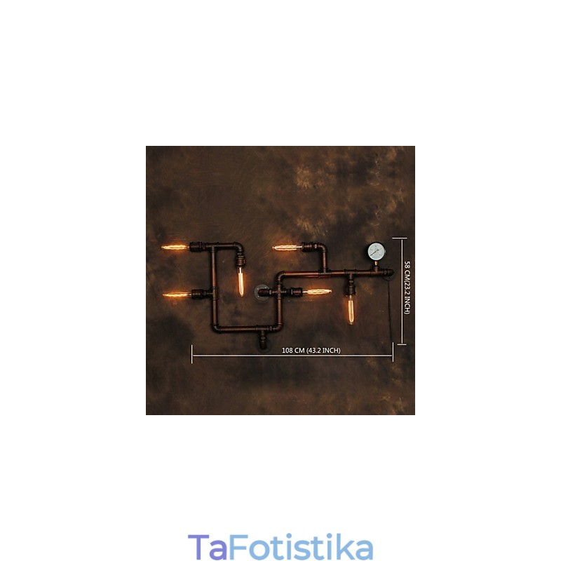 Επιτοίχιο Φωτιστικό Απλίκες τοίχου 6 Φωτιστικά Χάλκινο φινίρισμα Industrial Style Rustic Lodge Metal