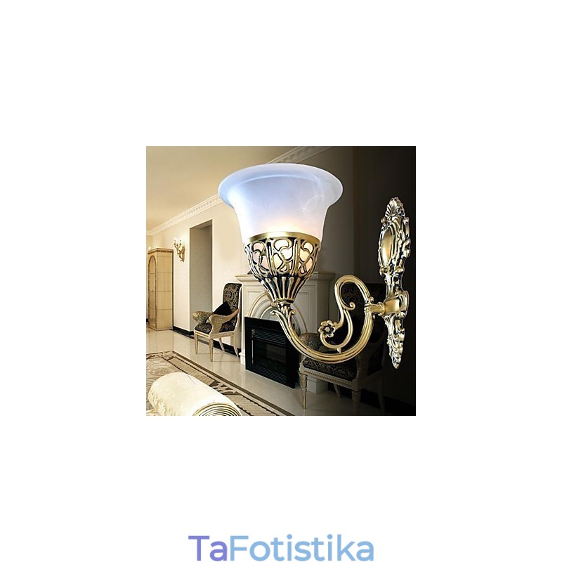 Χάλκινες Απλίκες Τοίχου Φωτιστικά Moire Glass European Retro Classic 220V