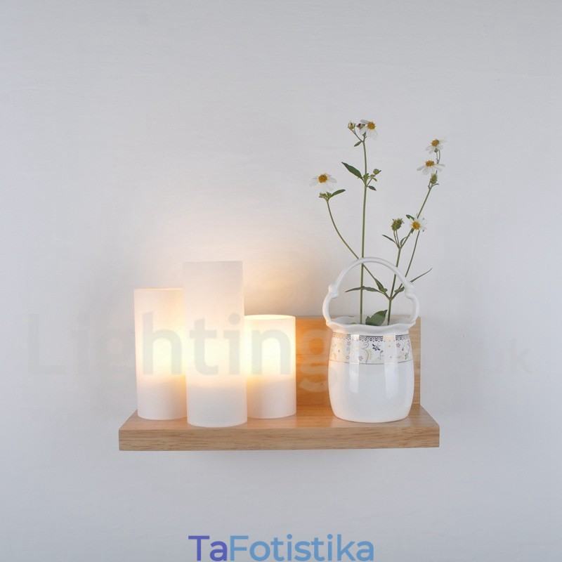 Απλίκες τοίχου σε μίνι στυλ με γυάλινες αποχρώσεις Μοντέρνο μοντέρνο φωτιστικό τοίχου από μπαμπού από ξύλο