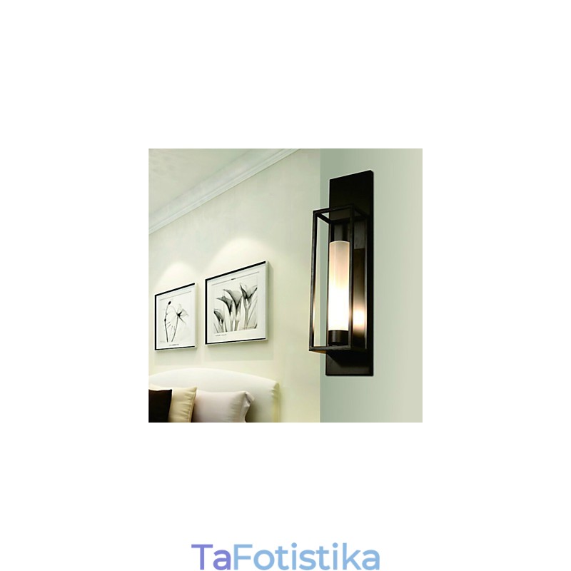 Φωτιστικά τοίχου Απλίκες τοίχου Rustic Lodge Μεταλλική τραπεζαρία Υπνοδωμάτιο Αναγνωστήριο Metal+Glass