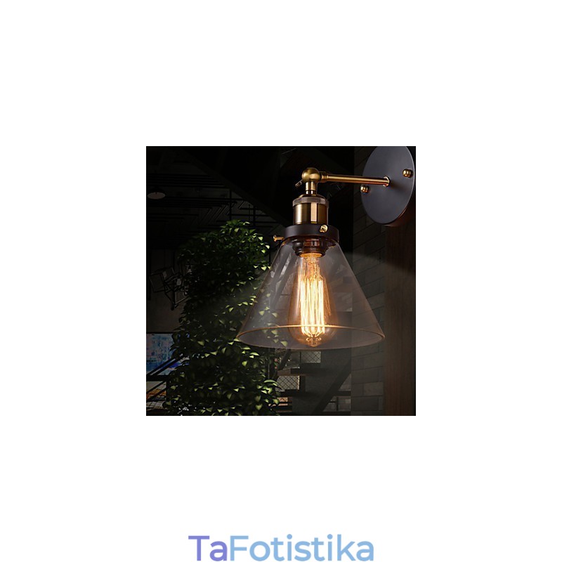 Ρετρό φωτιστικό τοίχου με φλοράλ γυάλινη σκιά και μεταλλικό στήριγμα