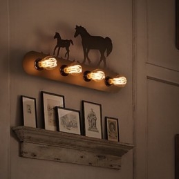 American Village Pastoral LOFT Style Υπνοδωμάτιο Διάδρομος Iron Ρετρό Φωτιστικά τοίχου Wild Horse Δωρεάν αποστολή