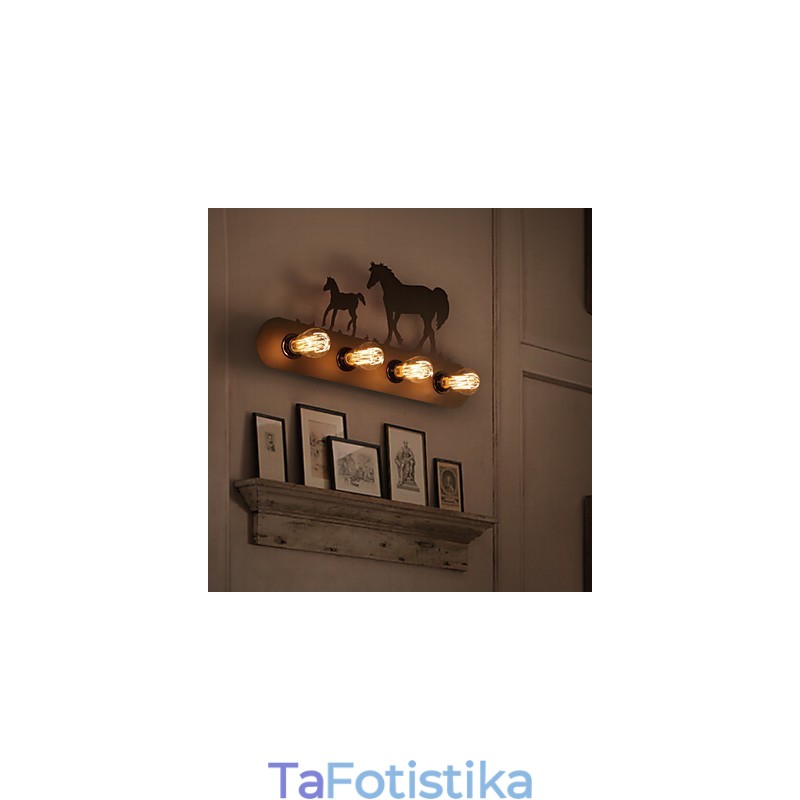 American Village Pastoral LOFT Style Υπνοδωμάτιο Διάδρομος Iron Ρετρό Φωτιστικά τοίχου Wild Horse Δωρεάν αποστολή