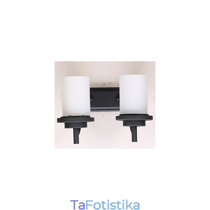 2*Ρετρό σιδερένιο φωτιστικό τοίχου σε κλασικό στυλ σε επεξεργασία ζωγραφικής με παγωμένο γυαλί
