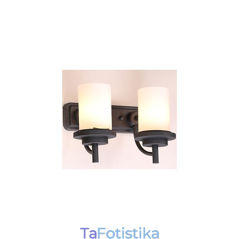 2*Ρετρό σιδερένιο φωτιστικό τοίχου σε κλασικό στυλ σε επεξεργασία ζωγραφικής με παγωμένο γυαλί