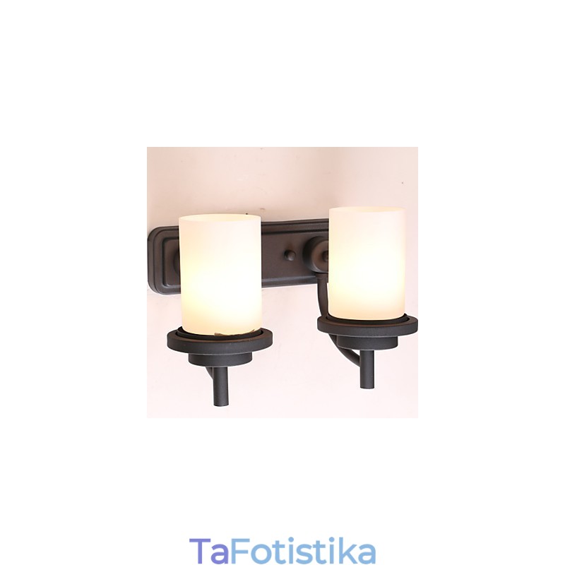 2*Ρετρό σιδερένιο φωτιστικό τοίχου σε κλασικό στυλ σε επεξεργασία ζωγραφικής με παγωμένο γυαλί
