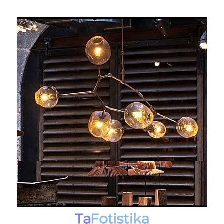 Κρεμαστά κλαδιά Art Glass Ball Κρεμαστά 7 Ανοιχτός πολυέλαιος με γυάλινη απόχρωση Κρεμαστά κλαδιά Art Glass Ball Κρεμαστά 7 Ανοιχτός πολυέλαιος με γυάλινη απόχρωση