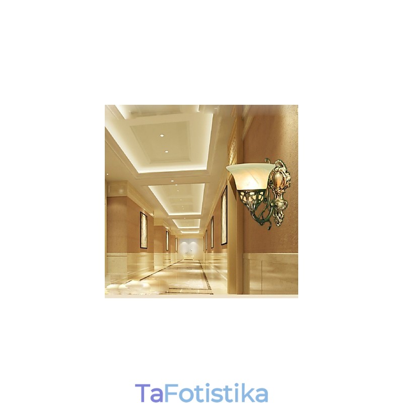 Ευρωπαϊκά Φωτιστικά Τοίχου Μεταλλικό Υλικό Επιμετάλλωση Μπρούτζινο Φωτιστικό με Καθρέφτη Μπροστινό Καθρέφτη Μπαλκόνι στο κομοδίνο