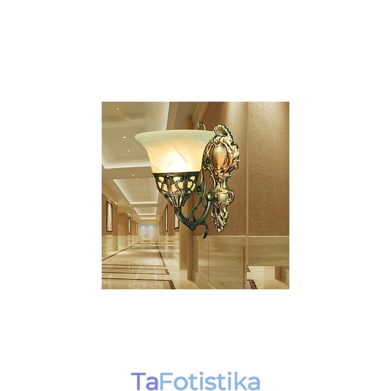 Ευρωπαϊκά Φωτιστικά Τοίχου Μεταλλικό Υλικό Επιμετάλλωση Μπρούτζινο Φωτιστικό με Καθρέφτη Μπροστινό Καθρέφτη Μπαλκόνι στο κομοδίνο