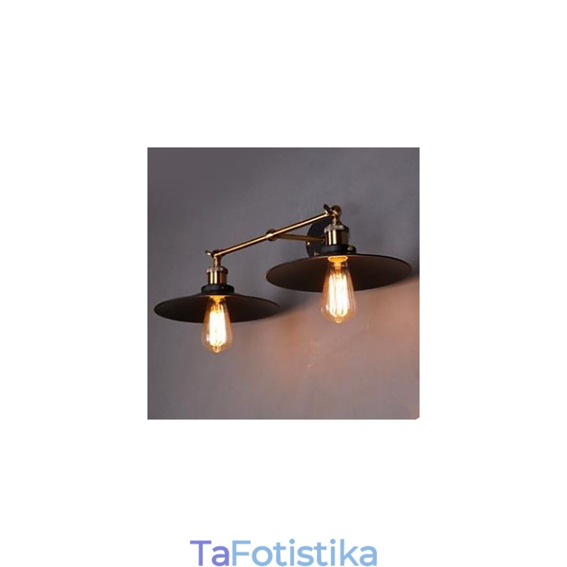 Rural Industrial Retro Φωτιστικό Τοίχου Διπλό Επιτοίχιο Φωτιστικό Μαύρη Ομπρέλα