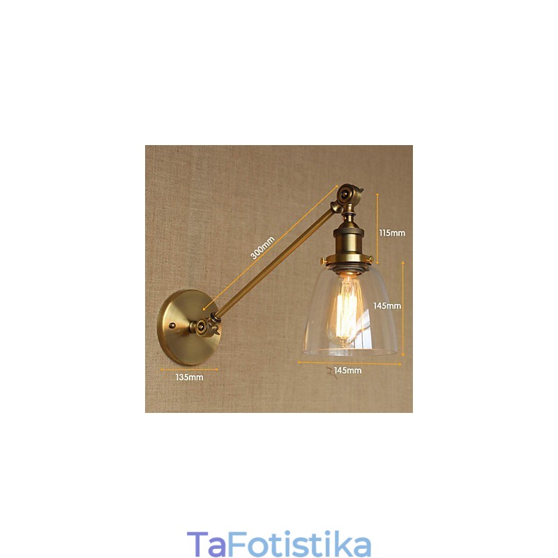 Φωτιστικό τοίχου κρεβατοκάμαρας The Iron Glass Bronze Brass Style Retro Creative American Country Hall