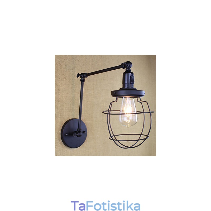 Style Bed Hotel Eestaurant Project Iron Arm Double Retro Vintage Διακόπτης Επιτοίχιας Μαύρης Ζώνης