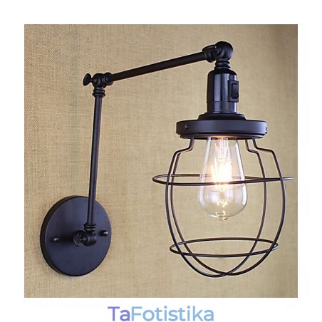 Style Bed Hotel Eestaurant Project Iron Arm Double Retro Vintage Διακόπτης Επιτοίχιας Μαύρης Ζώνης