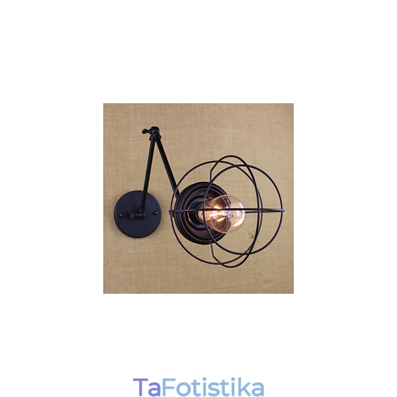 Style Bed Hotel Eestaurant Project Iron Arm Double Retro Vintage Διακόπτης Επιτοίχιας Μαύρης Ζώνης