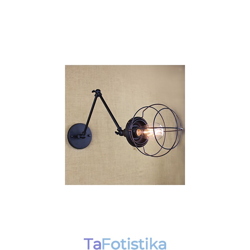 Style Bed Hotel Eestaurant Project Iron Arm Double Retro Vintage Διακόπτης Επιτοίχιας Μαύρης Ζώνης