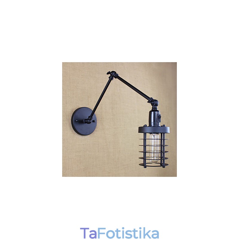 Style Bed Hotel Eestaurant Project Iron Arm Double Retro Vintage Διακόπτης Επιτοίχιας Μαύρης Ζώνης