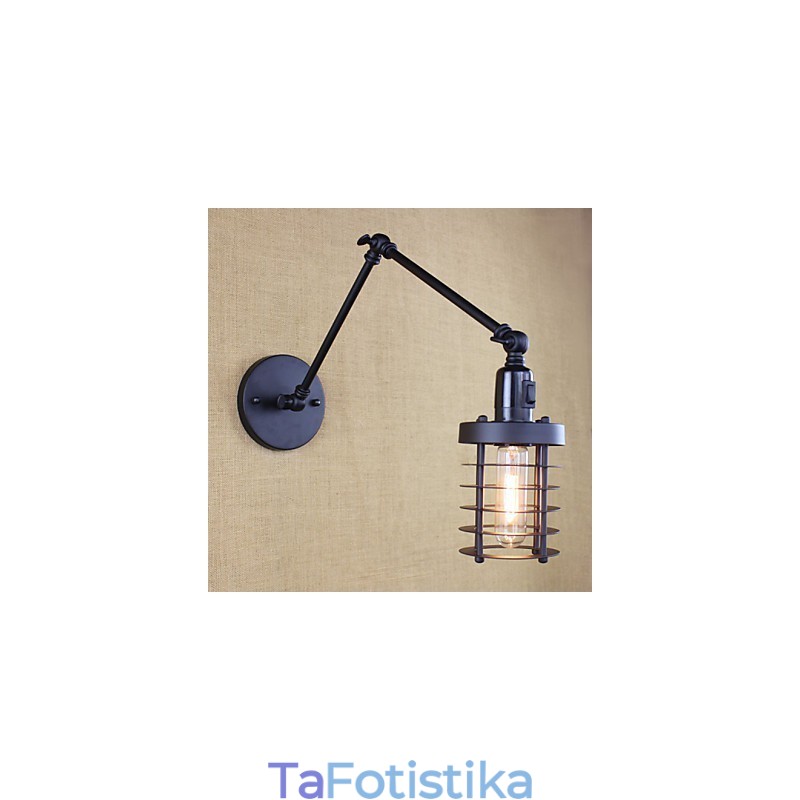 Style Bed Hotel Eestaurant Project Iron Arm Double Retro Vintage Διακόπτης Επιτοίχιας Μαύρης Ζώνης